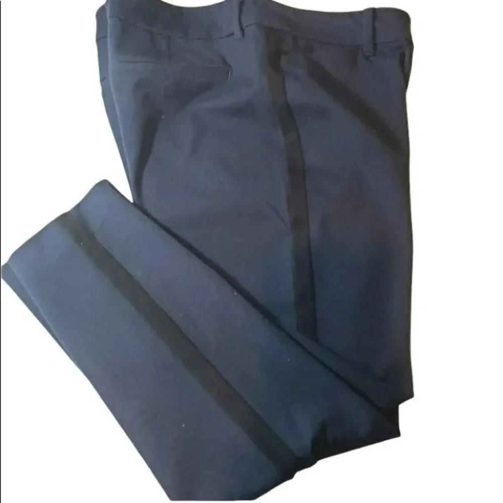 Old Navy The Diva Pants‎ 14 Navy Blue Tuxedo Side Stripe Straight Leg Stretch